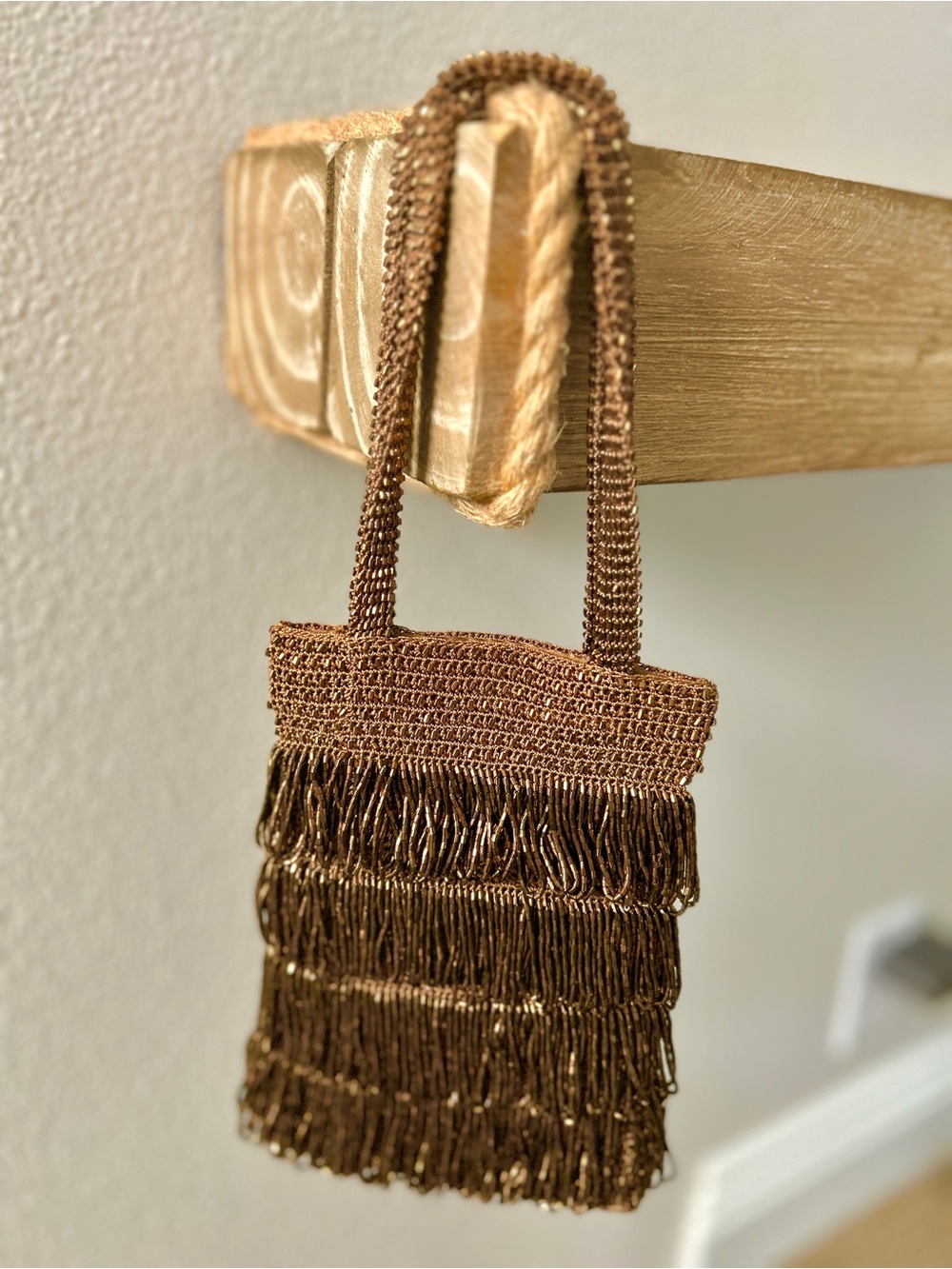Vintage CACHE Y2K Beaded Fringe Handbag